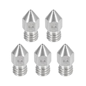 uxcell 3Dプリンターノズル ステンレス鋼MK8 ノズル0.4mm 押出機プリントヘッド 1.75mmM6 3D プリンター用 5個