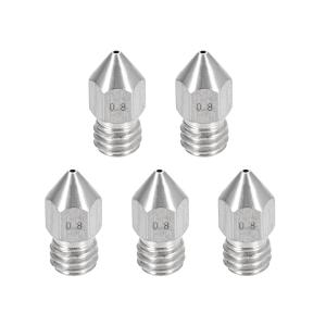 uxcell 3Dプリンターノズル ステンレス鋼MK8 ノズル0.8mm 押出機プリントヘッド 1.75mmM6 3D プリンター用 5個