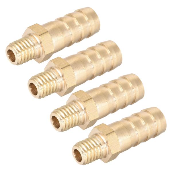 uxcell 真鍮製フィッティングコネクタメトリック オス-バーブ 10mm x M8x1（4個）