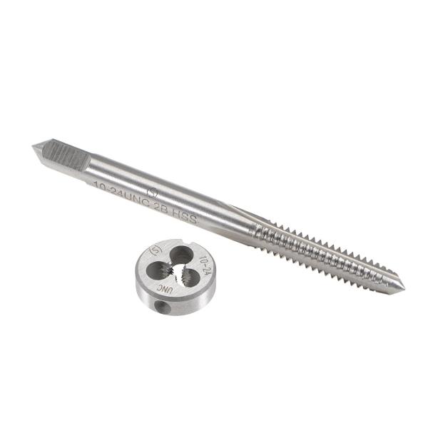 uxcell タップアンドダイセット 10-24 UNC HSS小ねじタップ ラウンドスレッディング...