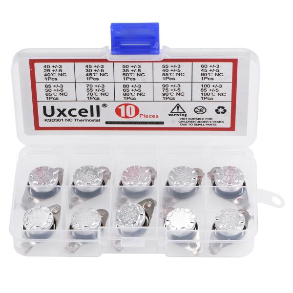 uxcell 温度熱制御スイッチ品揃えキット NC KSD301サーモスタット 40-100°C 通...