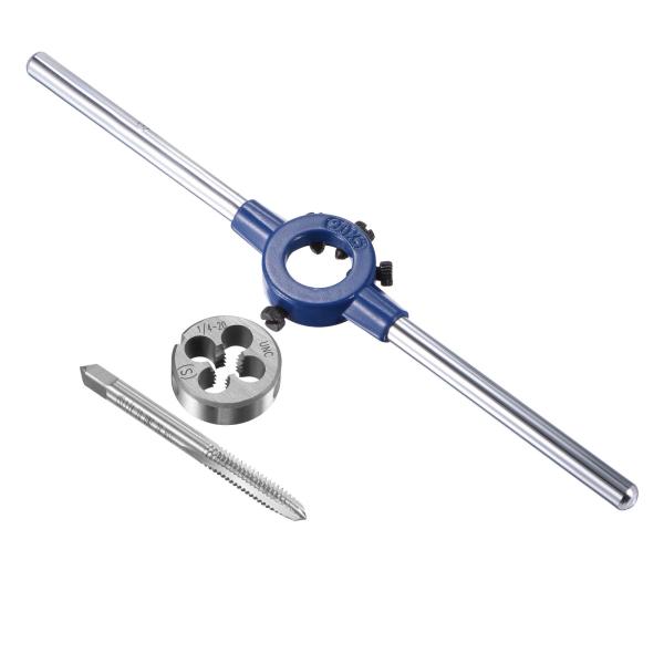 uxcell 1/4-20 UNCスレッドタップ ラウンド型 ダイストックハンドルレンチ 高速鋼製 ...