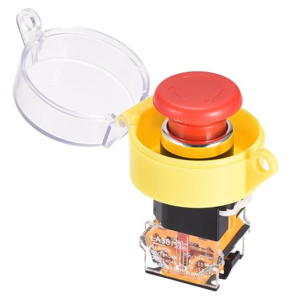 uxcell 取り付けラッチ 緊急停止プッシュボタンスイッチ 22 mm 保護カバー付き、60 mm...