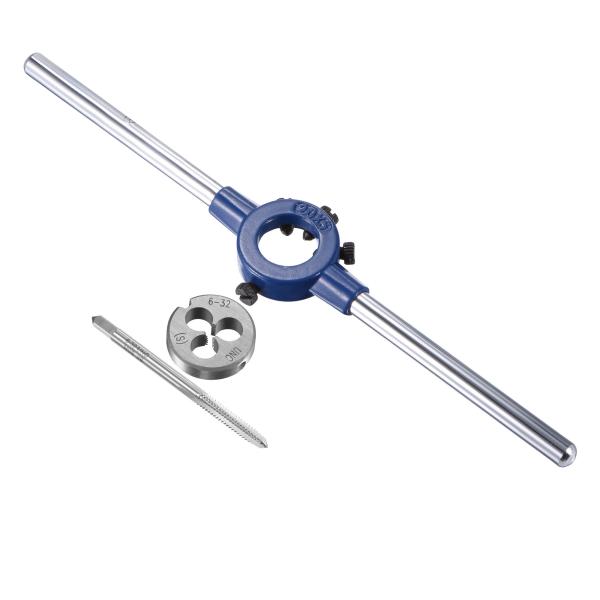 uxcell 6-32 UNCタップダイスセット 20mmラウンドダイストックハンドルレンチ 高速度...