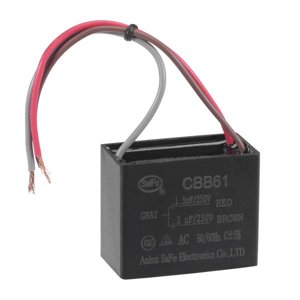 uxcell 天井ファンコンデンサ CBB61 1.5/3uF 250V AC 3線 金属化ポリプロ...
