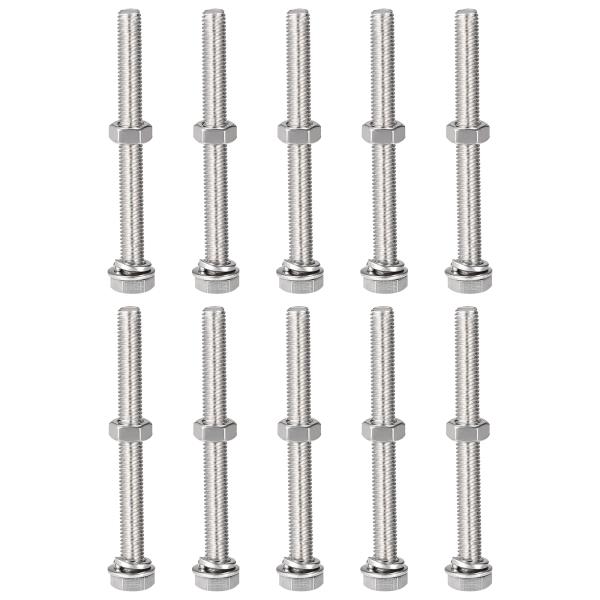 uxcell 六角ねじボルト ナット フラット ロックワッシャーキット M8 x 80mm 304ス...