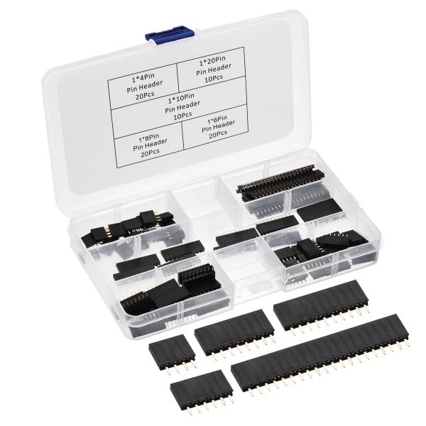 uxcell ストレートピンヘッダー 4P 6P 8P 10P 20P 2.54 mmピッチ ボック...