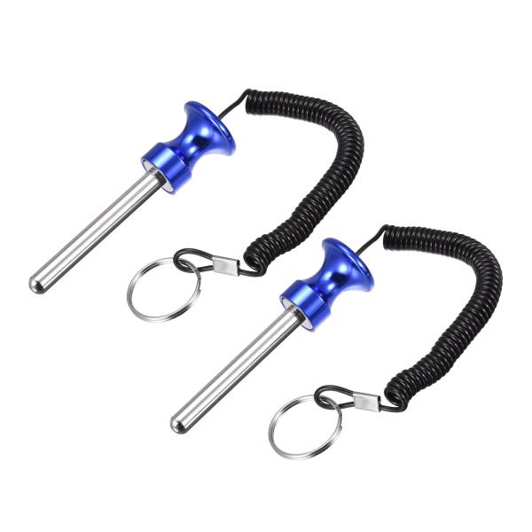 uxcell ウェイトスタックピン 10mm x 80mm プルロープ付き筋力トレーニング機器アクセ...