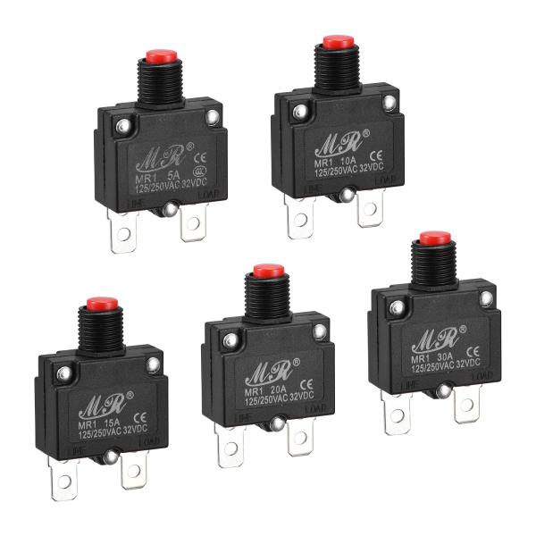 uxcell 回路過負荷ほご装置 5A/10A/15A/20A/30A AC125/250V DC3...