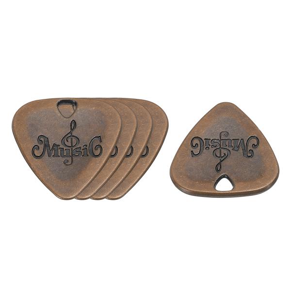uxcell ギターピック 厚さ2mm サイズ30mmx26mm 金属 ギター楽器用 銅トーン 5個...
