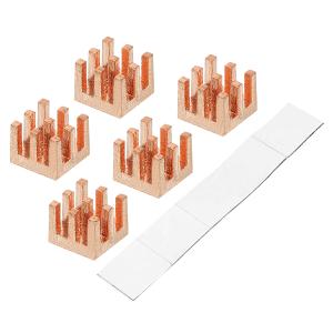 uxcell 銅ヒートシンク 6x6x5mm 粘着剤付き ICチップセットクーラー用 5個入り