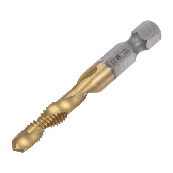 uxcell コンビネーションドリルとタップビット チタンコーティング高速度鋼 螺旋フルートドリルタ...