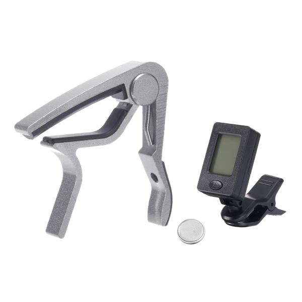 uxcell ギターカポタスト 正方形 多機能チューナー アコースティックギター シルバートーン チ...