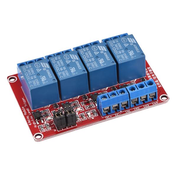 uxcell リレーモジュール 4チャネル 12V 高低レベルトリガーモジュール レッド リレーモジ...