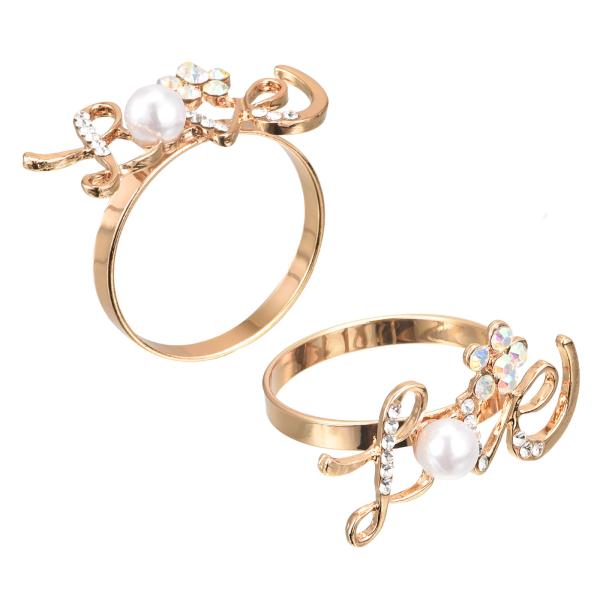 uxcell メタルナ プキンリング ラブレター ナ プキンリング ホルダー バックルセット ダイニ...