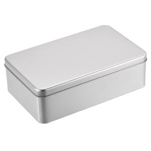 uxcell メタルティンボックス 錫箱 ブリキ缶 長方形 蓋付き シルバー