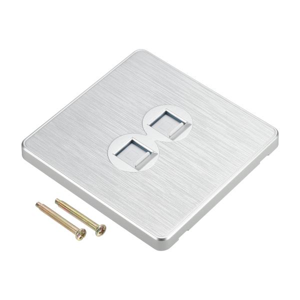 PATIKIL イーサネットソケット デュアルポート RJ45 CAT6壁プレート シルバートーン ...