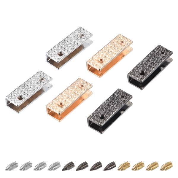 uxcell エッジバックルチップ メタルジッパークリップ ネジ付き エンドキャップ 革縫製装飾DI...