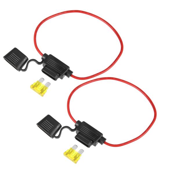 uxcell インラインヒューズホルダー 20Aヒューズ付き DC 32V 16ゲージ 車のインライ...