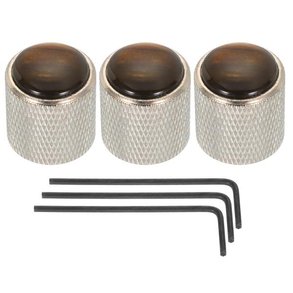 uxcell ギターベースドームノブ アンバートップ 6mm シルバーメタル 電気ギターベース用ボリ...