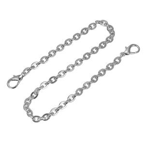 uxcell パースチェーンストラップ 400x5.5mm フラットチェーンストラップ ショルダークロスボディ交換用ストラップ シルバートーン