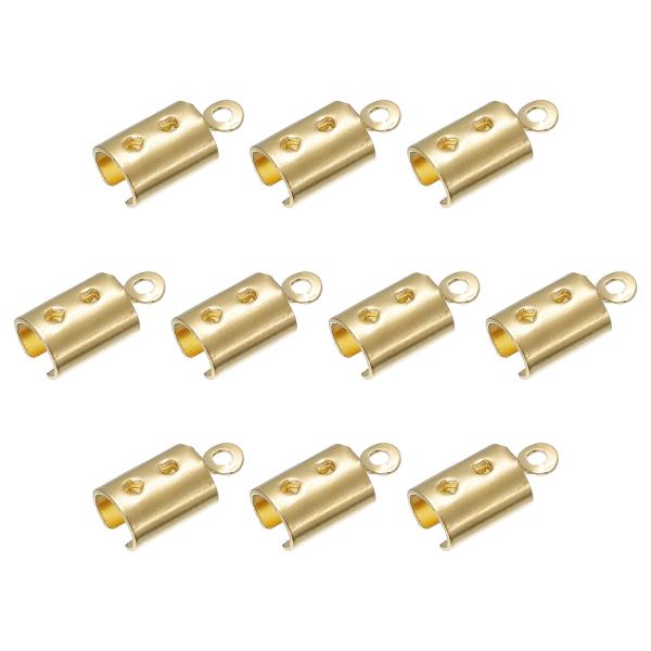 uxcell コードクランプ ターミネーターカールキャップ 捲り上げコードエンド ゴールドトーン 4...