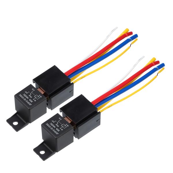 uxcell 2 x ソケットハーネス付きカーリレー 5ピン 12V 80Amp モデル JD291...
