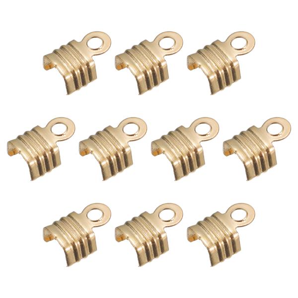 uxcell オーバーコードエンド 折り畳み 4x6.5mm ターミネーター 圧着エンドチップ レザ...
