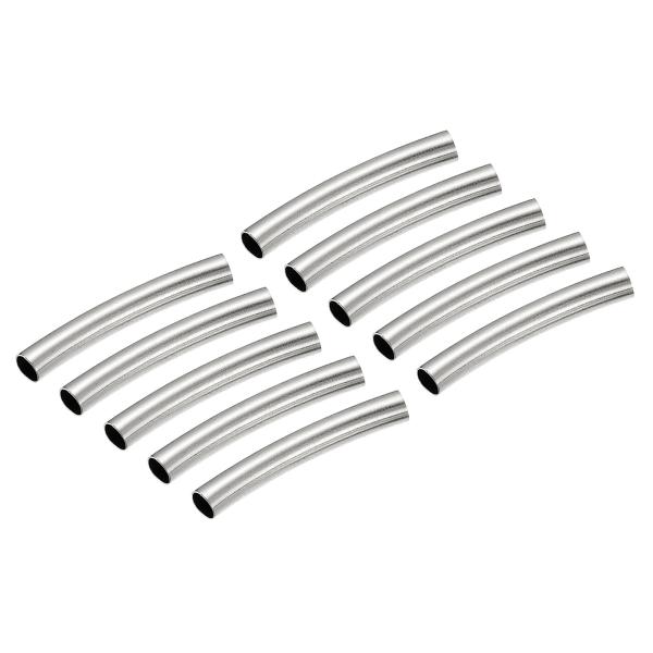 uxcell ブラス製湾曲したチューブビーズ　シルバートーン　グロッシーヌードル スペーサービーズ　...