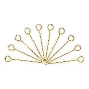 uxcell アイピンジュエリーパーツ アイピン 18mm アイアンアイピン ジュエリー製作 ピアス用 21ゲージヘッドピン ゴールド 200個