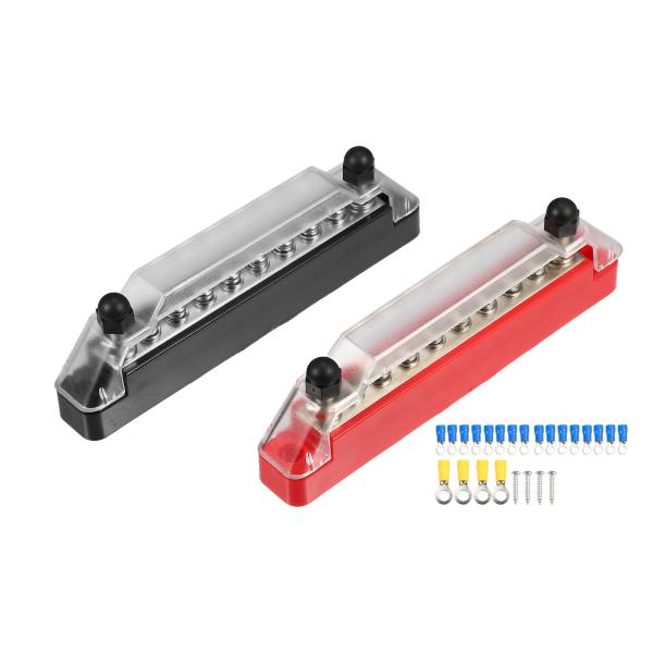 uxcell 配電端子ブロック 2 x 1/4" M6端子スタッド付き 8 x 端子ネジ バッテリー...