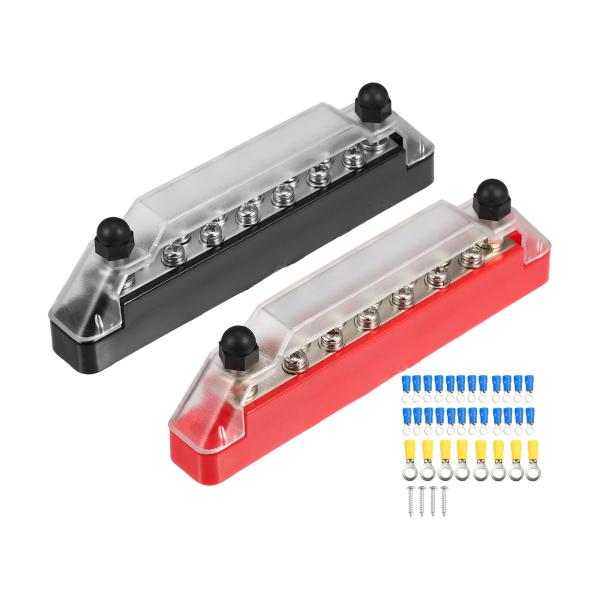 uxcell 配電端子台 カバー付 バッテリーバスバー カーボートマリンRV用 2個6.5mm M6...