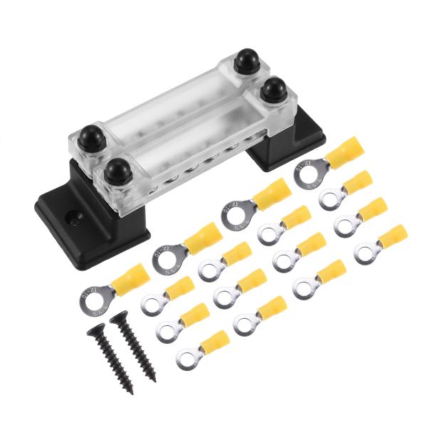 uxcell 6ウェイターミナルバスバー 接地ストリップ バスバーブロック カバー付き 150A 2...