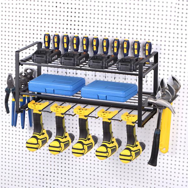 uxcell 電動工具オーガナイザー 3レイヤー 5ドリル 収納ラック 壁掛けスタイル ガレージ工具...