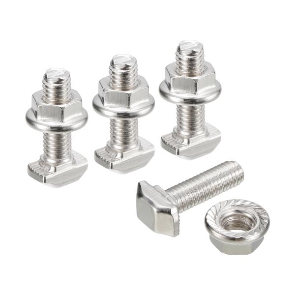 uxcell M5x16mm Tスロット ドロップインボルトとM5六角フランジナットセット 20シリ...