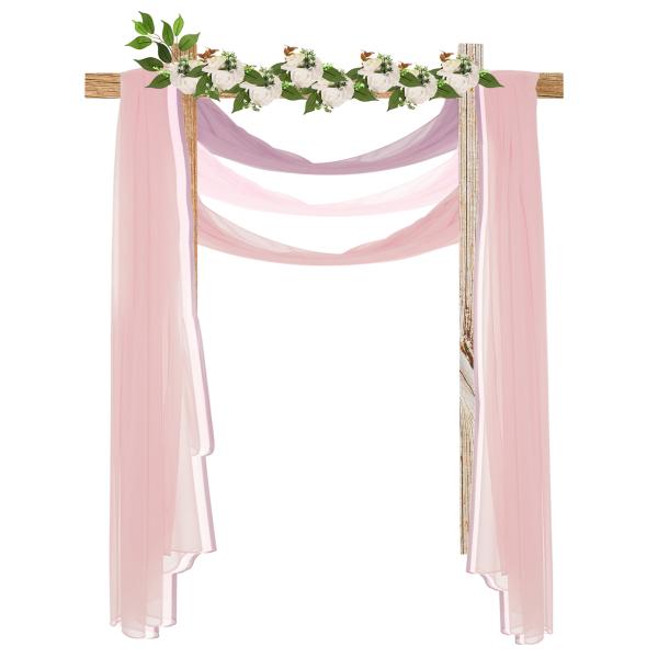 uxcell ウェディングアーチドレープ生地 8mx77cm 3パネル シフォン生地 カーテン背景幕...