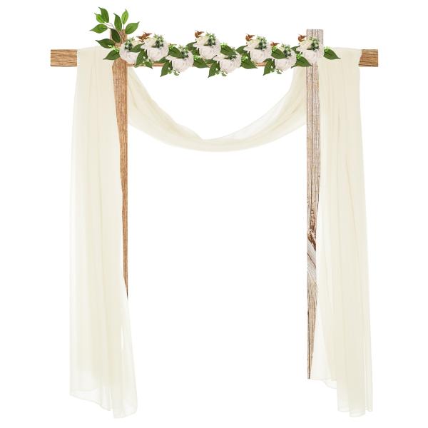 uxcell ウェディングアーチドレープ生地 3mx1.5m シフォン生地 カーテン背景幕パネル 結...