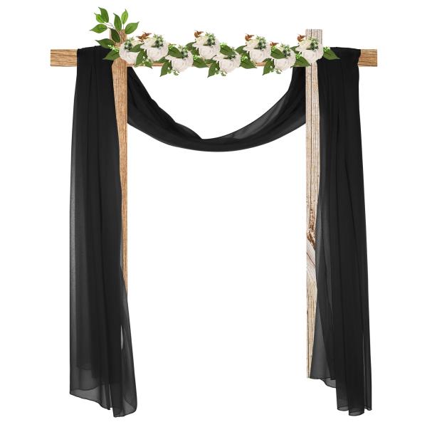 uxcell ウェディングアーチドレープ生地 3mx1.5m シフォン生地 カーテン背景幕パネル 結...