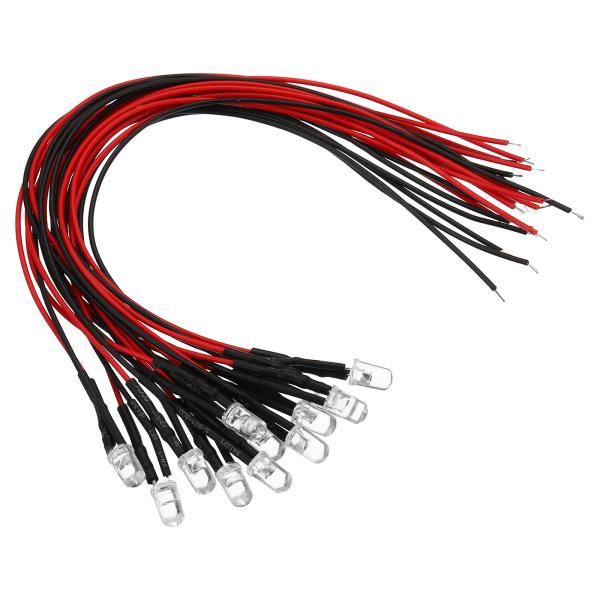 PATIKIL 3V - 6V 5mm LED発光ダイオード 12個 配線済みミニLEDライト電球発...