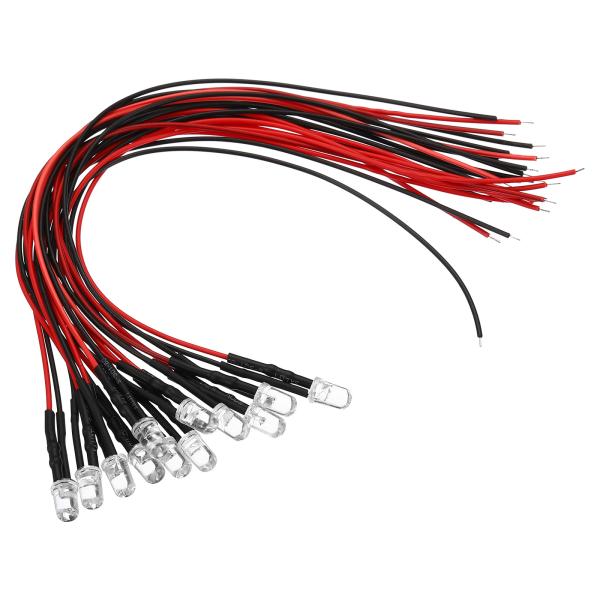 PATIKIL 3V - 6V 5mm 発光ダイオード LEDライト LEDバルブ 12個 配線済み...