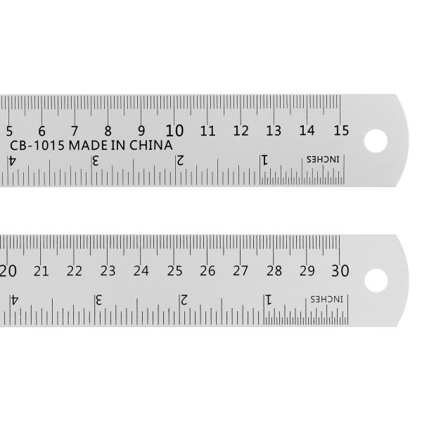 uxcell スチールルーラー 15cm &amp; 30cmメートル法英語定規 変換表付き金属定規セット ...