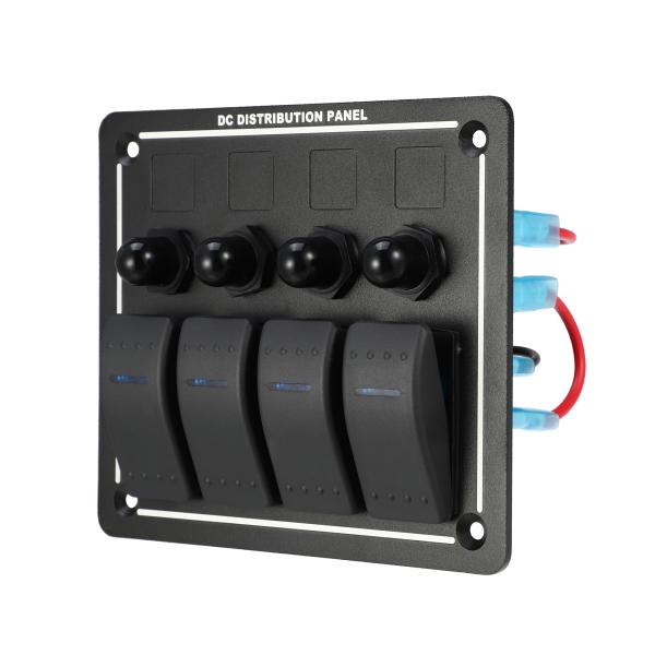 A ABSOPRO 4 ギャング車ロッカースイッチパネル防水 3 ピントグルスイッチ制御青色 LED...