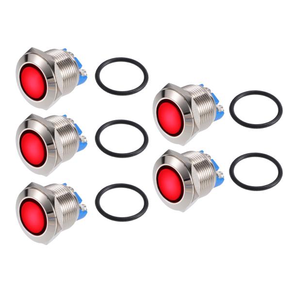 xAUTOHAUx5個入り インジケーターライト 19mm 12V AC DC メタルシェル 防水 ...