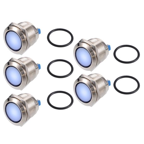 xAUTOHAUx5個入り インジケーターライト 22mm 12V AC DC メタルシェル 防水 ...