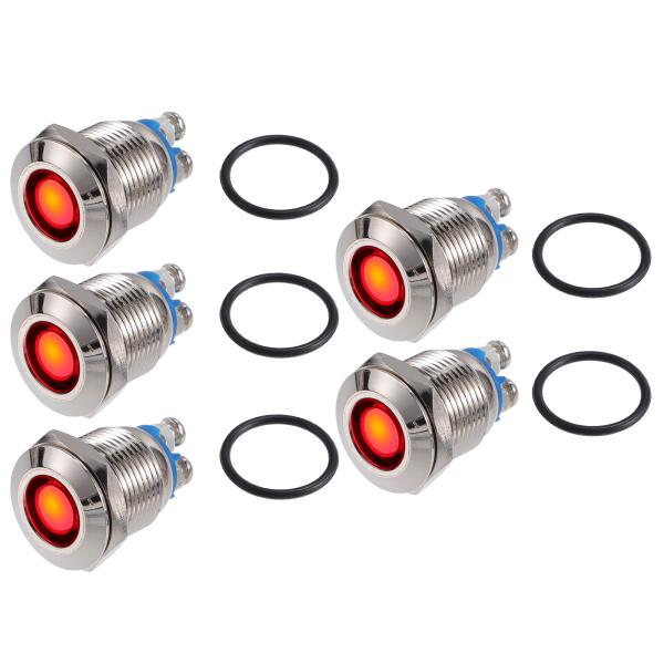 xAUTOHAUx5個インジケーターライト12mm 12V AC DCメタルシェル防水パイロットダッ...