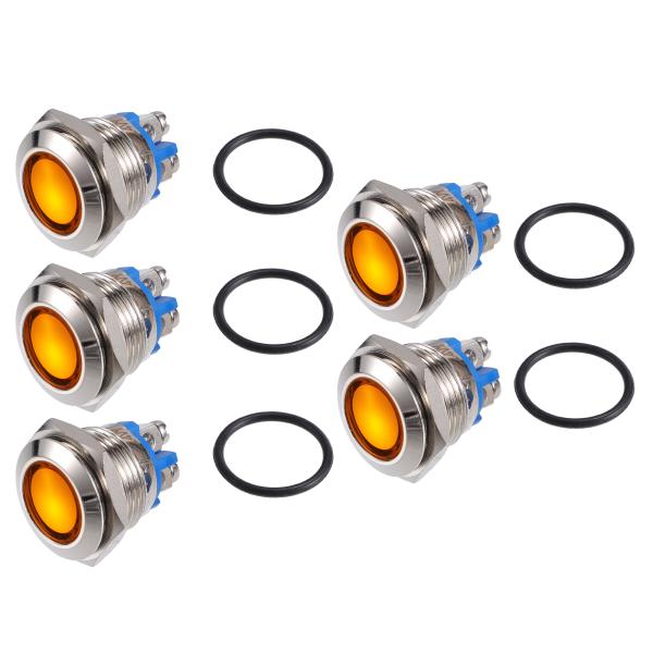 xAUTOHAUx5個入り インジケーターライト 16mm 12V AC DC メタルシェル 防水 ...