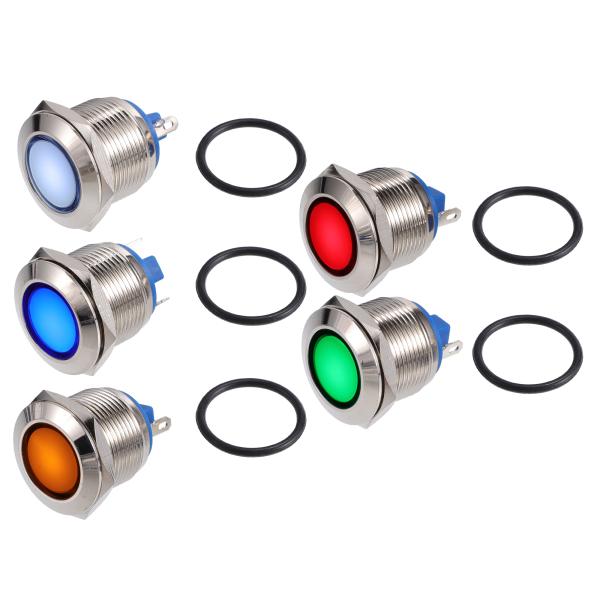 xAUTOHAUx5個セット インジケーターライト 19mm 12V AC DC メタルシェル 防水...