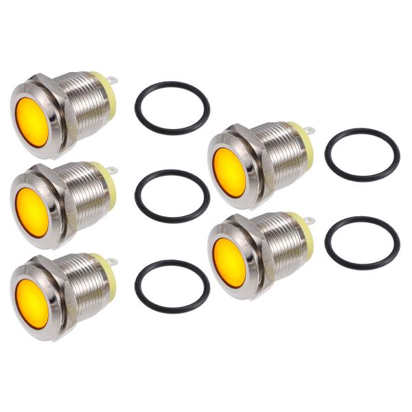 xAUTOHAUx5個インジケーターライト12mm 12V AC DCメタルシェル防水パイロットダッ...