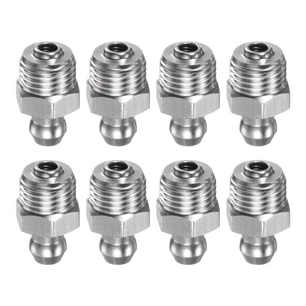 uxcell 8個 201ステンレス鋼 ストレートグリ ースニップル M10x1mm メートルねじ ...