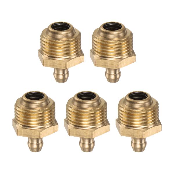 uxcell 5個セットの真鍮製ストレートグリス注入口 R3/8-19 SAEスレッド 油圧グリス注...